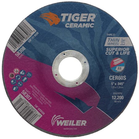 Weiler Type 27, 5 in Dia, 0.045 in Thick, Ceramic 58307